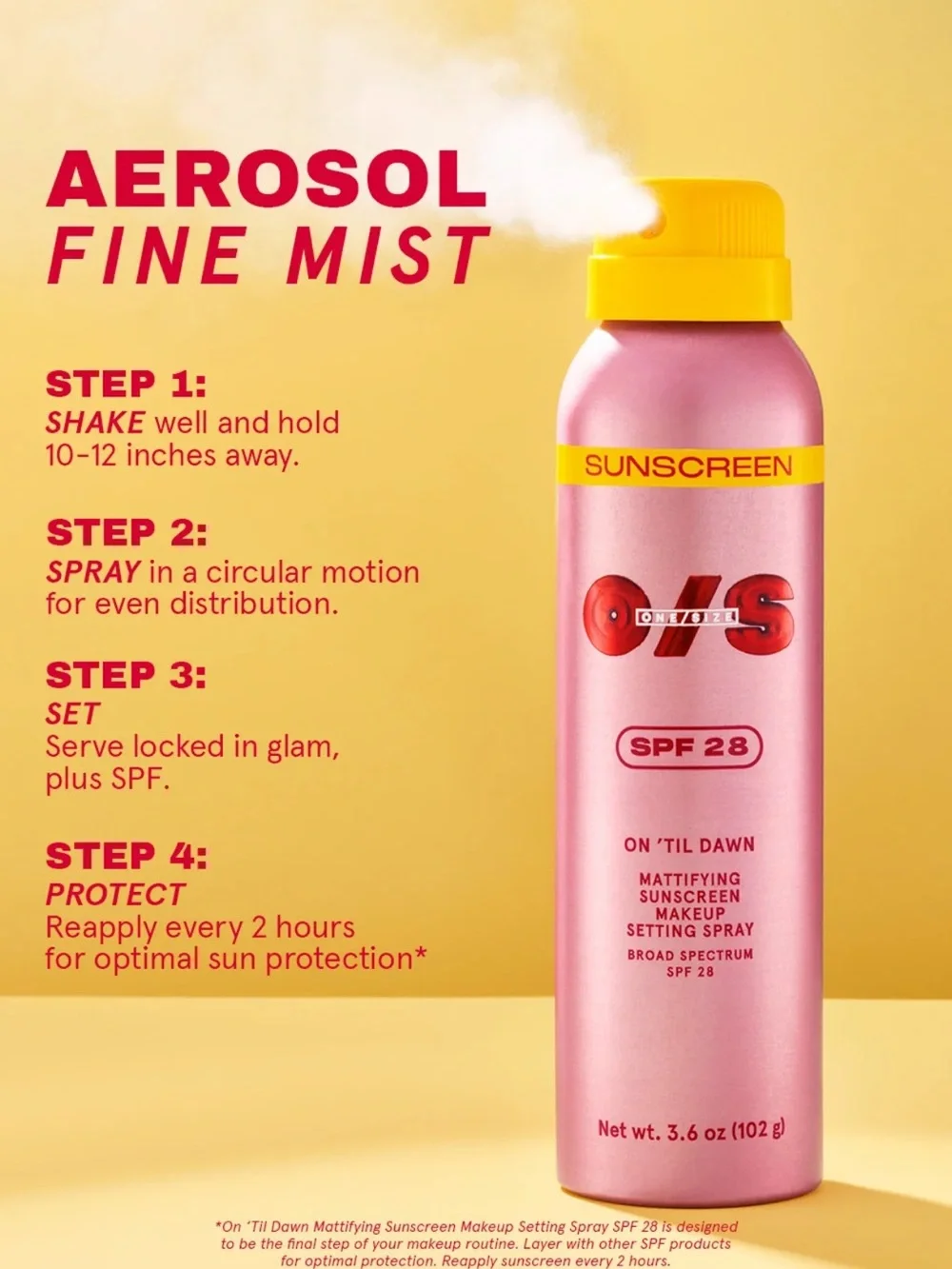 ONE/SIZE On 'Til Dawn Mattifying Sunscreen Makeup Setting Spray SPF 28
